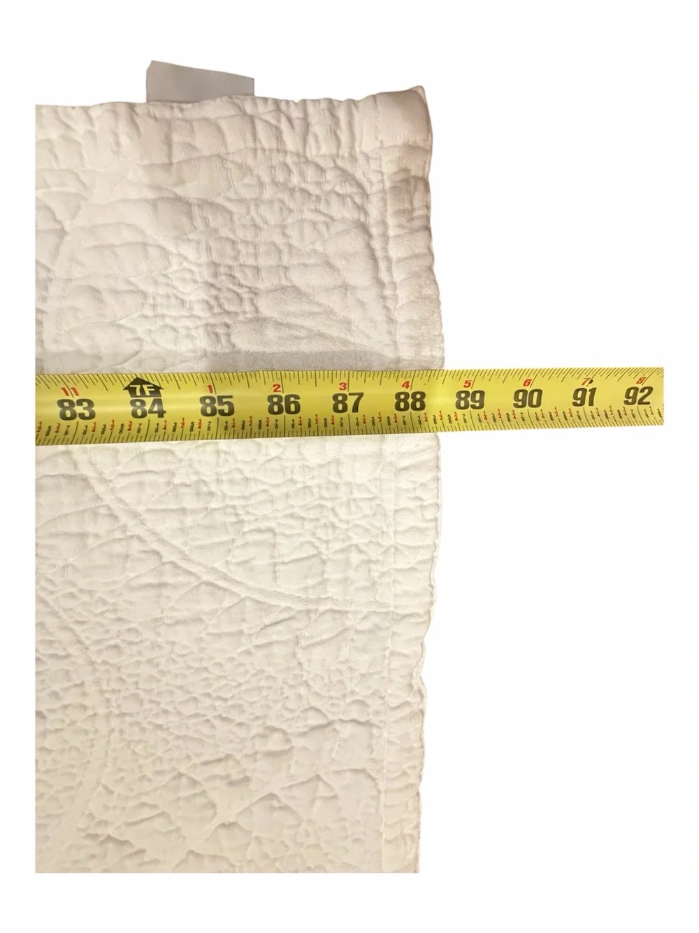 Pottery Barn Belgian Flax Linen Floral Stitch Coverlet White Queen 89x93 EUC